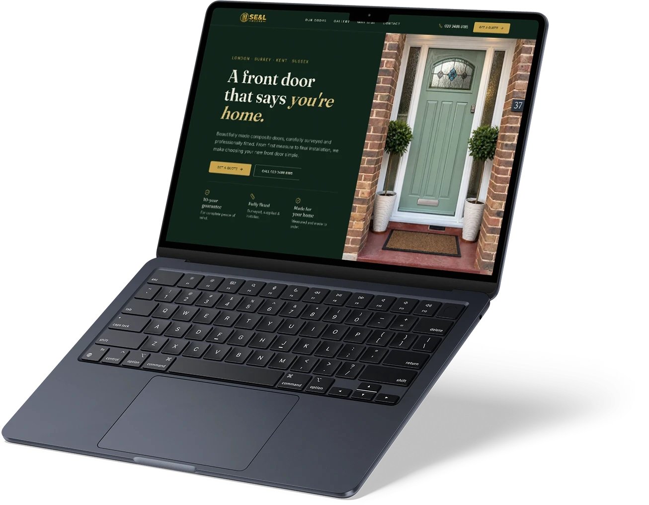 SE&L Doors website shown on a laptop